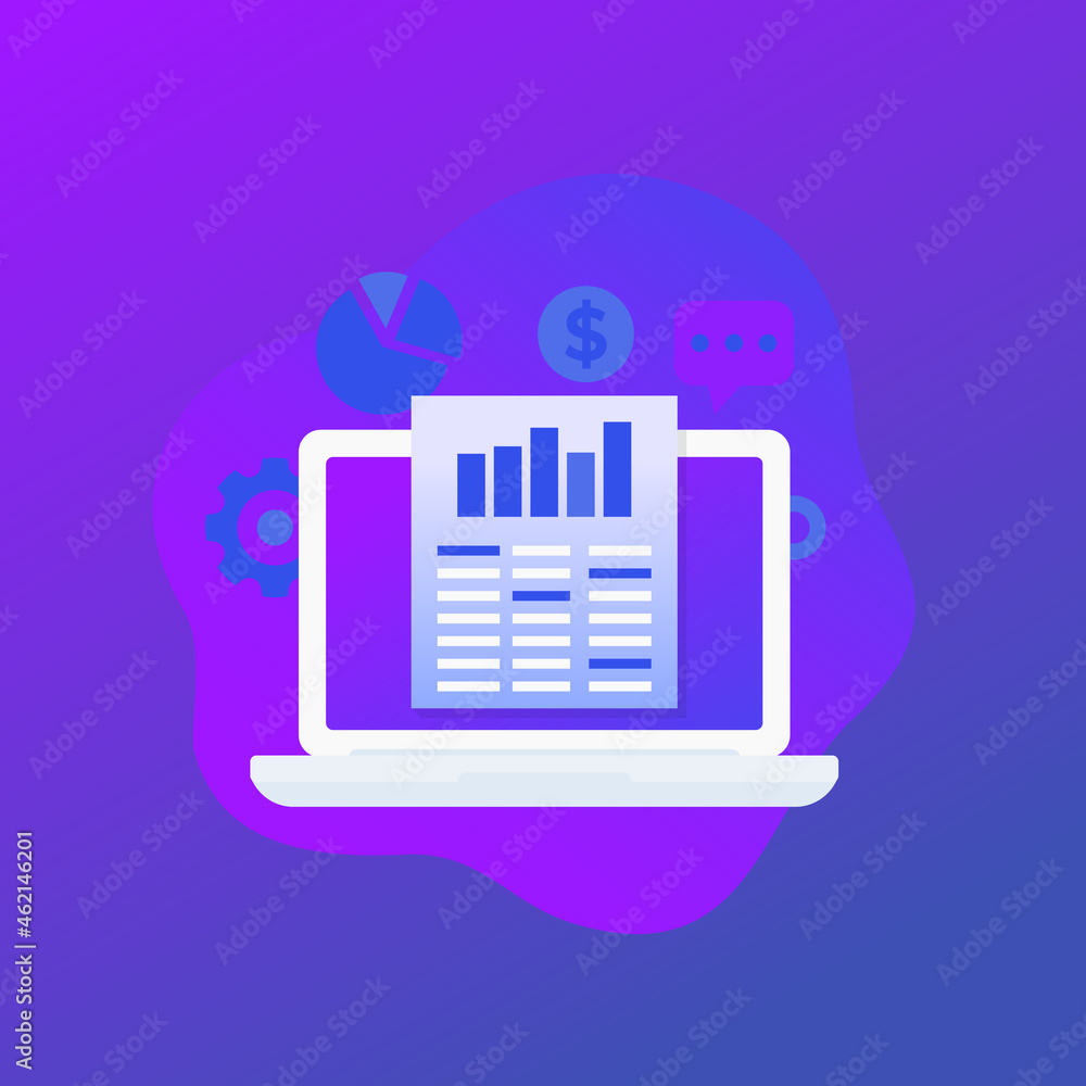 Poster data analytics and business intelligence vector icon