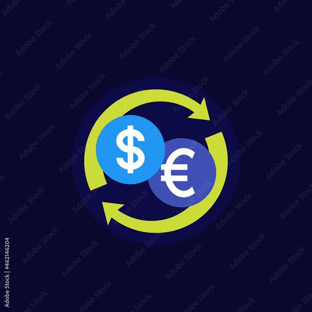 Wall mural dollar to euro exchange icon for web