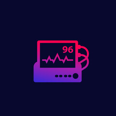 ecg, heart rate monitor vector icon for web