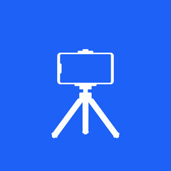 mobile phone on tripod, vector icon