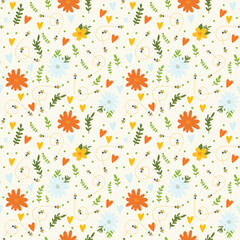 Fototapeta na wymiar Elegant seamless pattern with yellow flowers, vector illustration