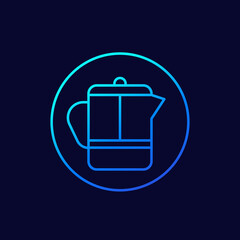 french press icon, thin line vector