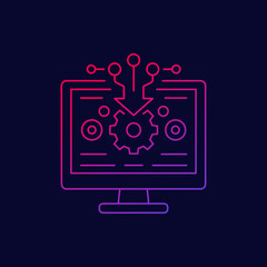data processing icon, linear design