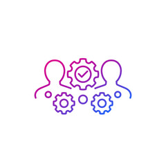 team interaction, HR and management line icon on white