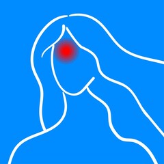 Stressed girl suffering from headache Woman tired of migraine. Vector illustration for pain, disease concept