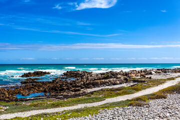 View at the Indian Ocean from the Southernmost Tip of Africa, Cape Agulhas, South Africa