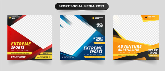 Extreme sports training and fitness social media post banner suitable for promotional banner web banner and flyer template design