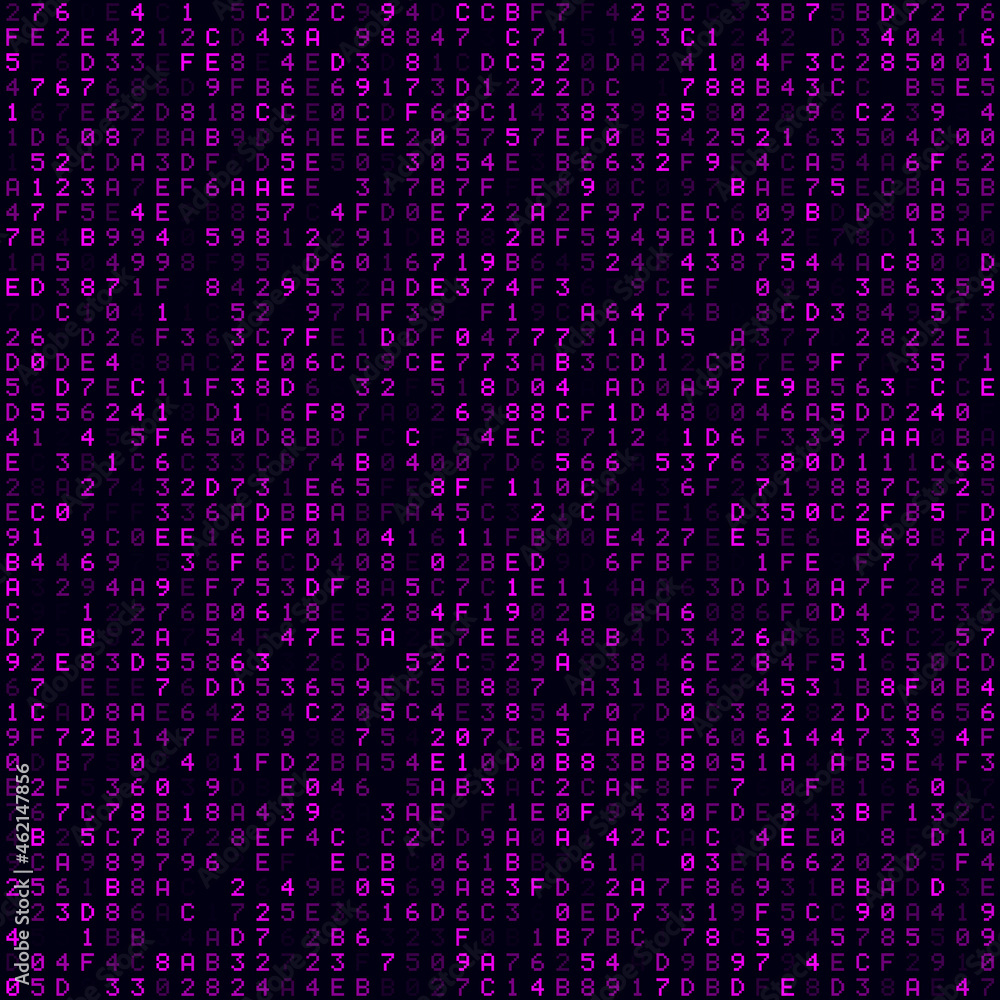 Poster futuristic tech background. magenta-filled hexadecimal background. medium-sized seamless pattern. el