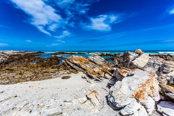 View at the Indian Ocean from the Southernmost Tip of Africa, Cape Agulhas, South Africa