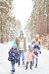 Fototapeta na wymiar Family playing outdoors at winter