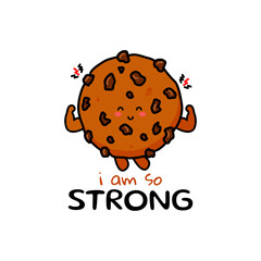 Cute funny chocolate cookies expression character. Vector hand drawn cartoon mascot character illustration icon. Isolated on white background. food character concept