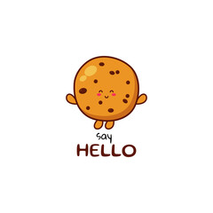 Cute funny cookies expression character. Vector hand drawn cartoon mascot character illustration icon. Isolated on white background. food breakfast character concept
