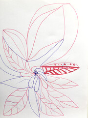 Vintage Hand Drawn Flower. Jungle Acrylic
