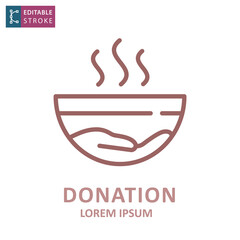Food donation icon on white background. Editable stroke.