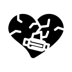 heart treatment after divorce glyph icon vector. heart treatment after divorce sign. isolated contour symbol black illustration