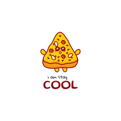 Cute funny pizza currency character. Vector hand drawn cartoon mascot character illustration icon. Isolated on white background. fast food character concept