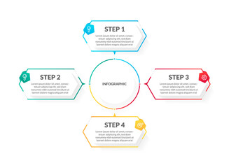 modern white colorful 4 step timeline infographic. perfect for presentation, process diagram, workflow, and banner