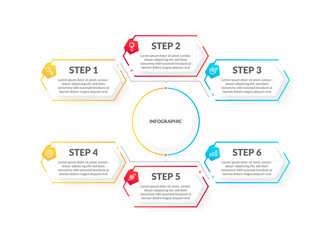 modern colorful 6 step timeline infographic. perfect for presentation, process diagram, workflow, and banner