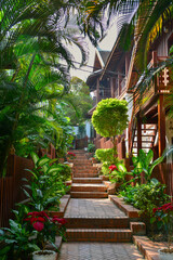 Architecture of ancient town in Luang Phrabang, Laos