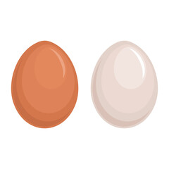 White and brown eggs on a white background.