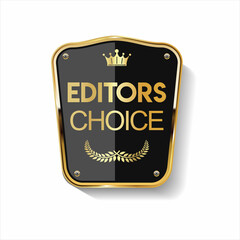 Golden editors choice badge on white background