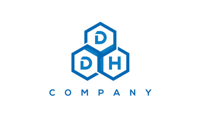 DDH three letters creative polygon hexagon logo	