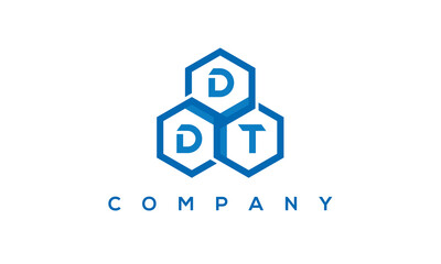 DDT three letters creative polygon hexagon logo	