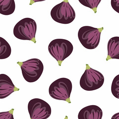 Seamless pattern with fig fruit on a white background.