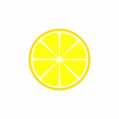 A round lemon slice isolated on a white background.
