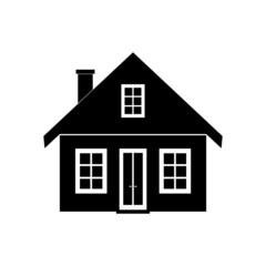 The icon of a residential building with an attic on a white background.