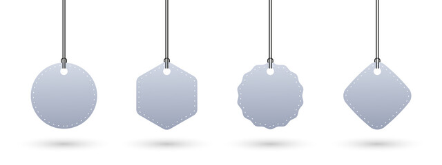 Price tags. Price tags of different shapes on a string. Vector illustration