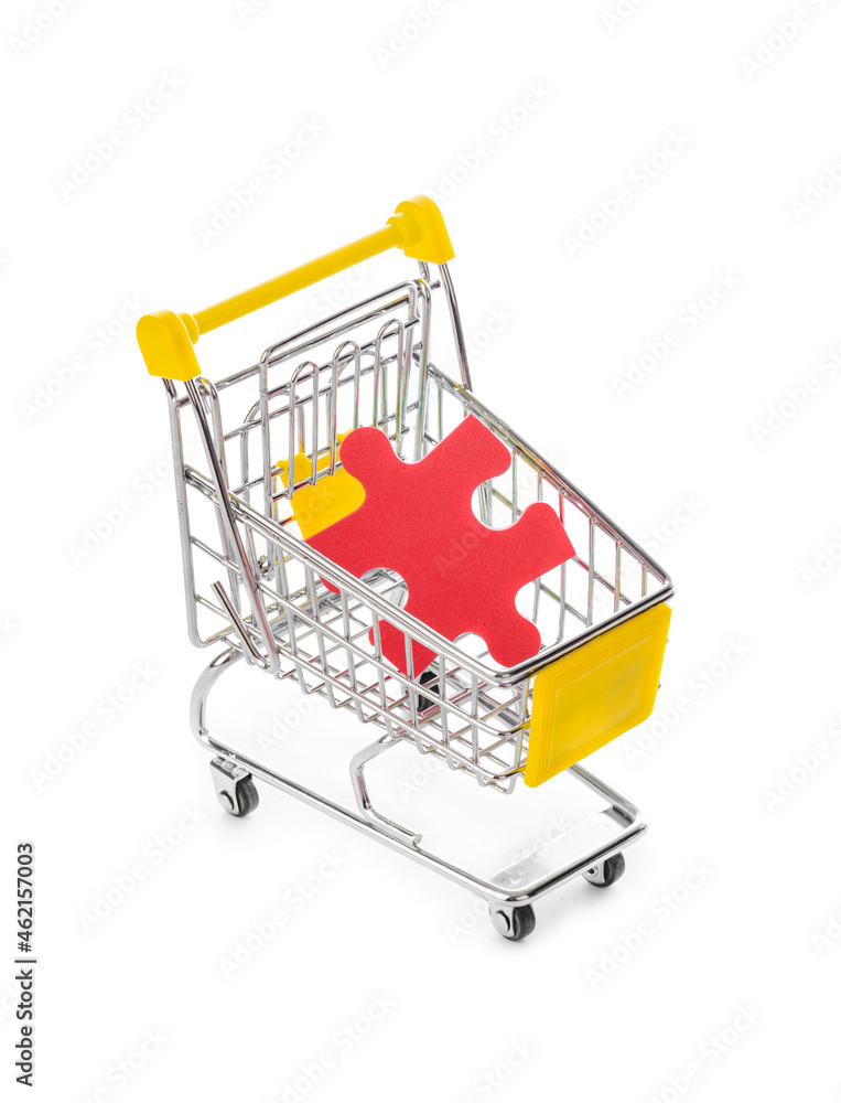 Wall mural red puzzle in shopping cart