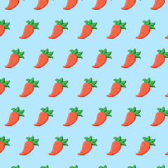 simple vector pixel art multicolor endless pattern of cartoon red carrot. seamless pattern of red carrots