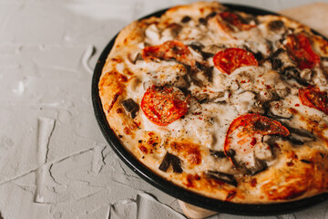 pizza with salami and cheese