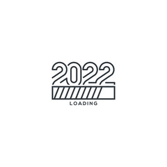 Happy new year 2022 with Progress loading. Vector icon template