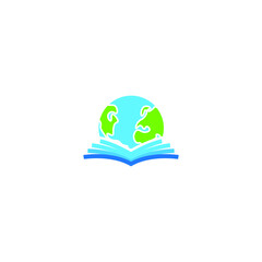 Education, world book, global learn. Vector icon logo template