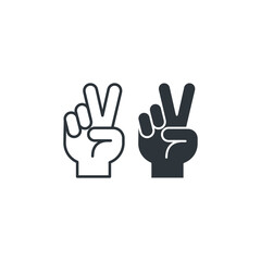 Fototapeta na wymiar Peace hand sign, hand gesture V. Vector icon template