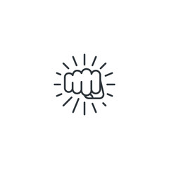 Forward fist, hand punch fist. Vector icon template