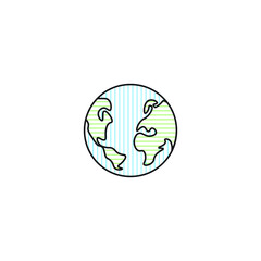 World planet, globe, soft color line style. Vector icon template