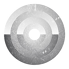Stamp with circular lines .Grunge textured shape .Unusual logo design .Black vector stamp .Geometric shape. Round grunge design element.
