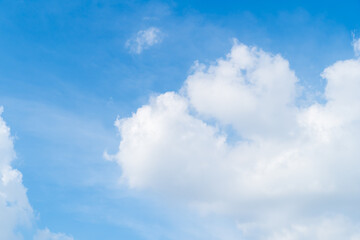 Blue sky white clouds and Beautiful puffy fluffy cumulus cloud, cloudscape background.