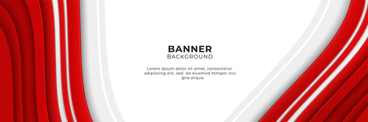 Abstract red banner background design template vector illustration with 3d overlap layer and geometric wave shapes. Polygonal abstract background, texture, advertisement layout and web page