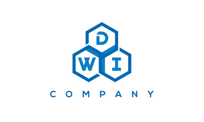 DWI three letters creative polygon hexagon logo