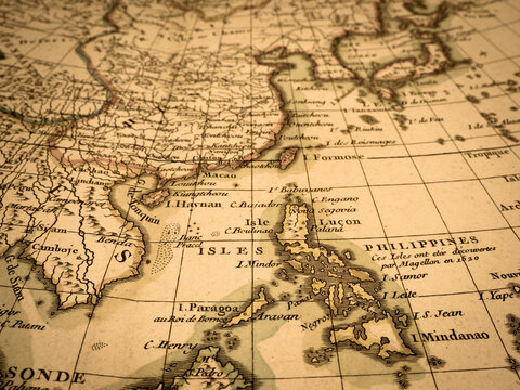 アンティークの世界地図　フィリピンと南シナ海