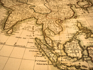 アンティークの世界地図　東南アジアとインド