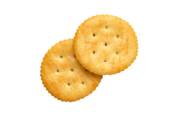 Top View of Round Cracker, Isolated on White Background.