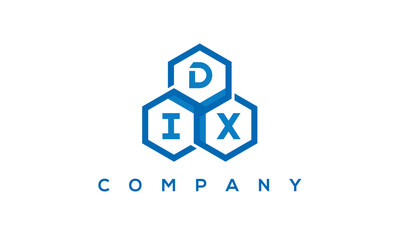 DIX three letters creative polygon hexagon logo	