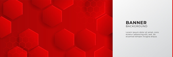 Abstract red banner background design template vector illustration with 3d overlap layer and geometric wave shapes. Polygonal abstract background, texture, advertisement layout and web page