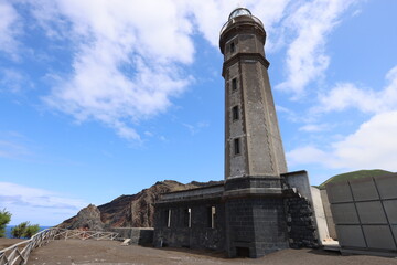 Obraz premium The lighthouse of Punta Capelinhos, Faial island, Azores