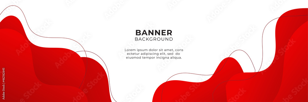 Poster Abstract red banner background design template vector illustration with 3d overlap layer and geometric wave shapes. Polygonal abstract background, texture, advertisement layout and web page